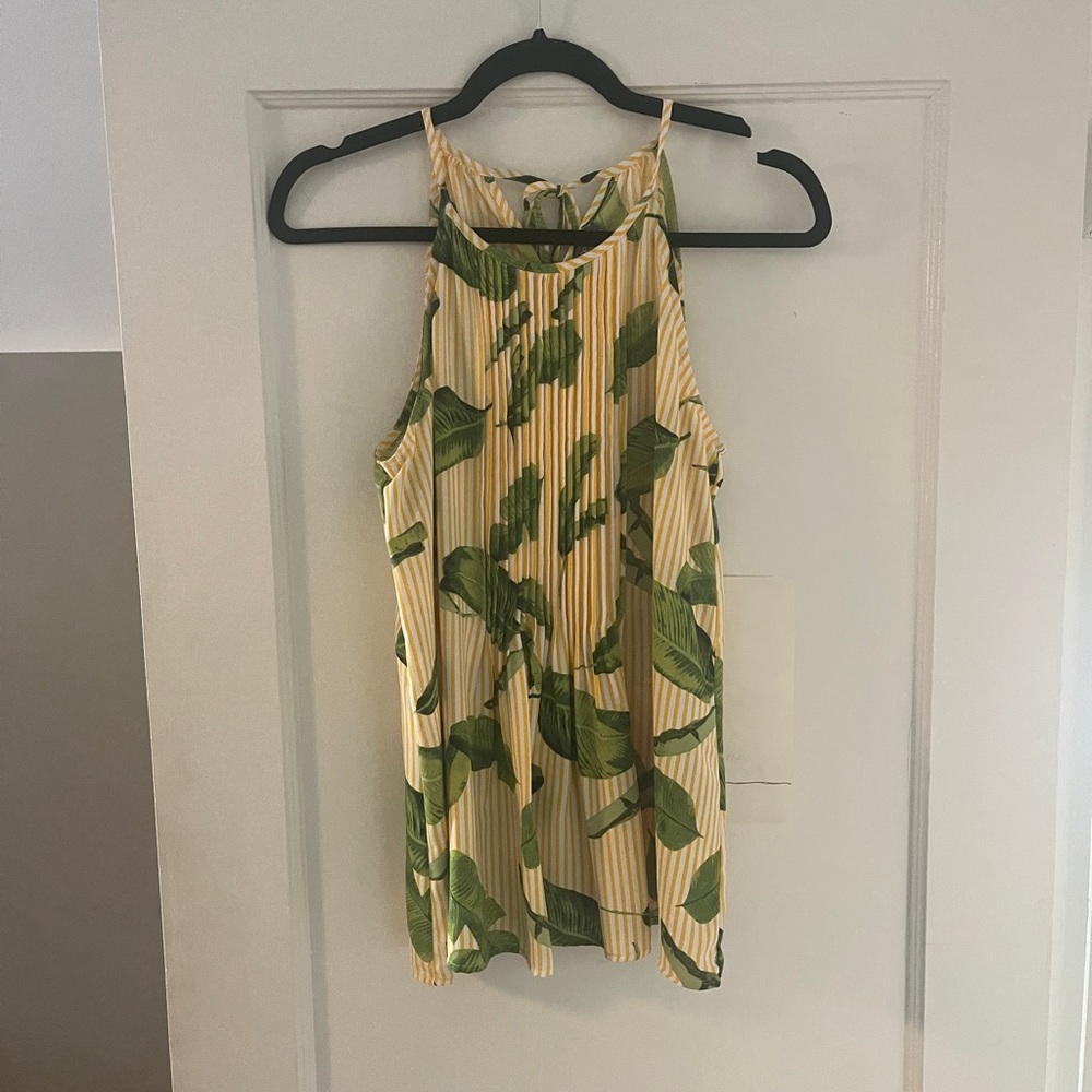 Market & Spruce Leaf Print Tank Top - Green and Yellow